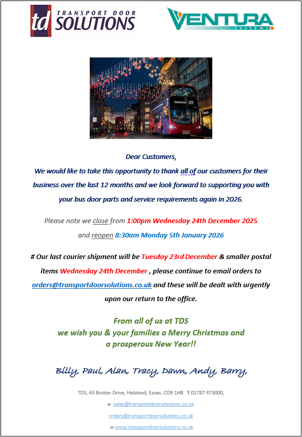 TDS Xmas Message Shutdown 2025!