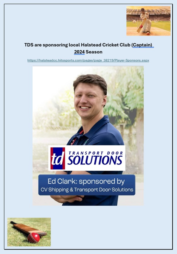 TDS Sponsors local Halstead CC Capt 2024