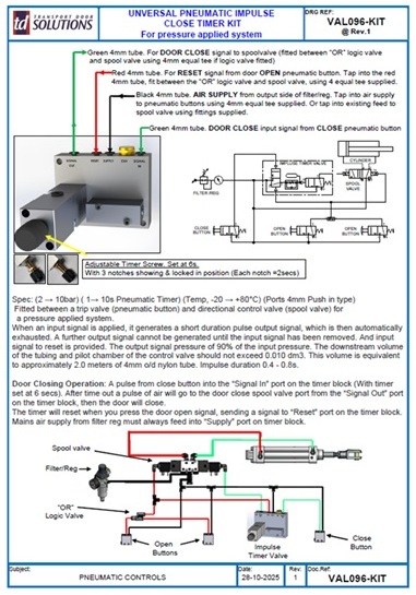 NEW - TDS UNIVERSAL PNEUMATIC IMPULSE CLOSE TIMER KIT