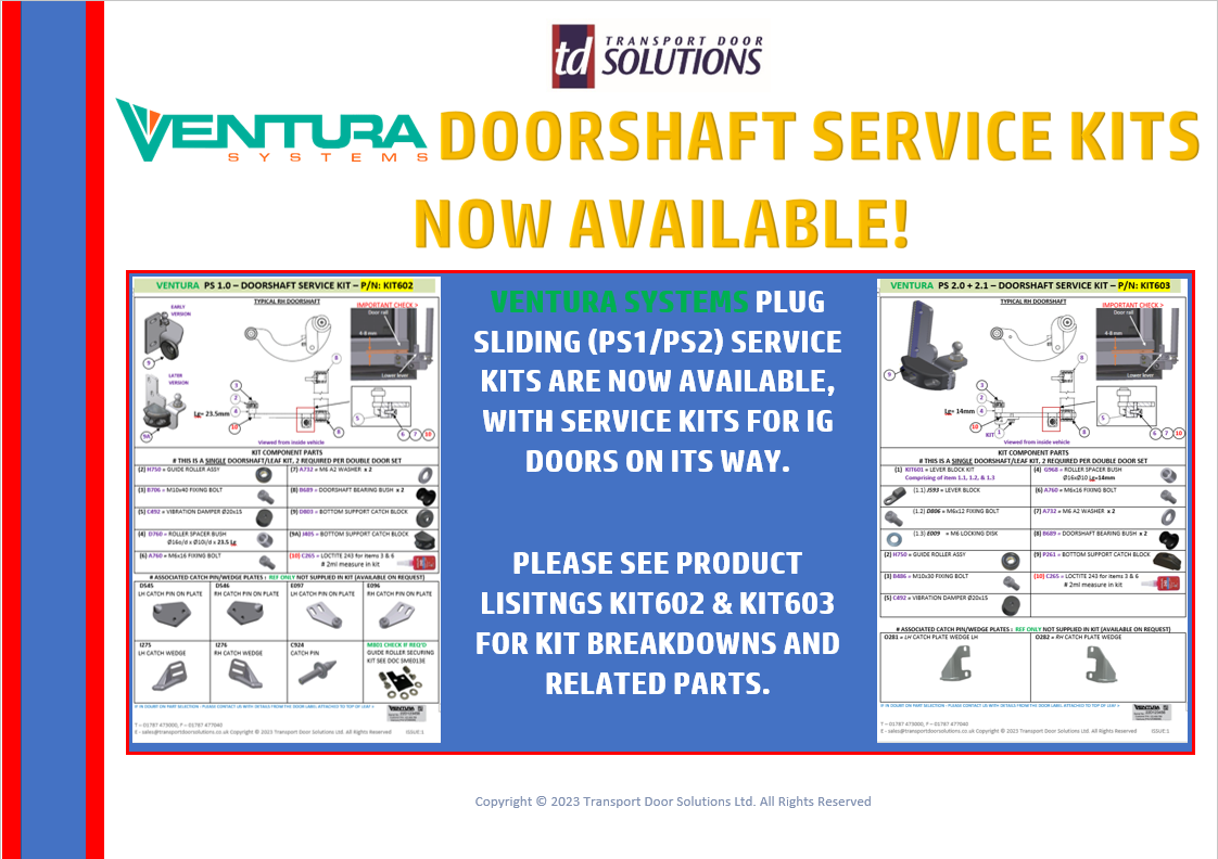 VENTURA DOORSHAFT SERVICE KITS NOW AVAILABLE