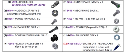 VENTURA RS RAPID SLIDER - DOORSHAFT SERVICE KIT